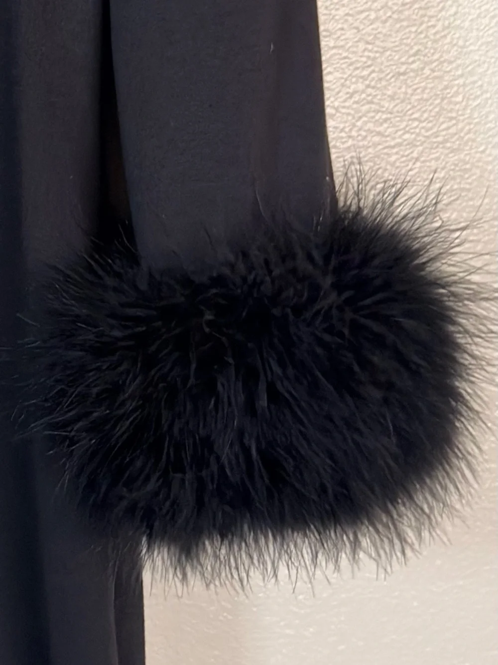 Calvin Klein Black Long-Sleeve Dress with Feather Cuffs - Picture 7 of 7